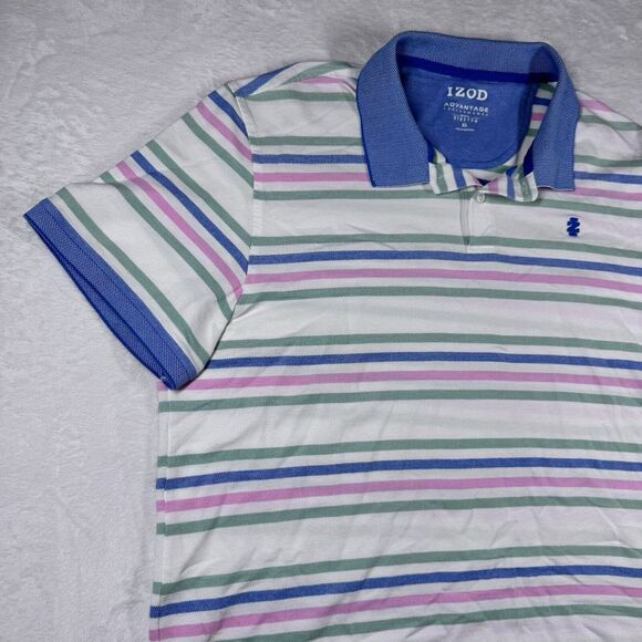 Izod Advantage Performance Golf Polo Shirt Mens Large Striped Performance Casual - Picture 3 of 13